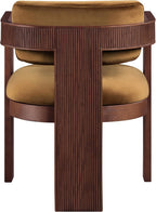 Meridian Furniture Sacha Velvet/Rubberwood Dining Chair, Saddle, Set of 2