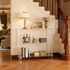 Acrylic Clear Console Table for Entryway, 3-Tier Sofa Table Bookshelf, Low Bookcase with Open Storage Shelves, (Clear, 31.5"×11.8“×28.6”)
