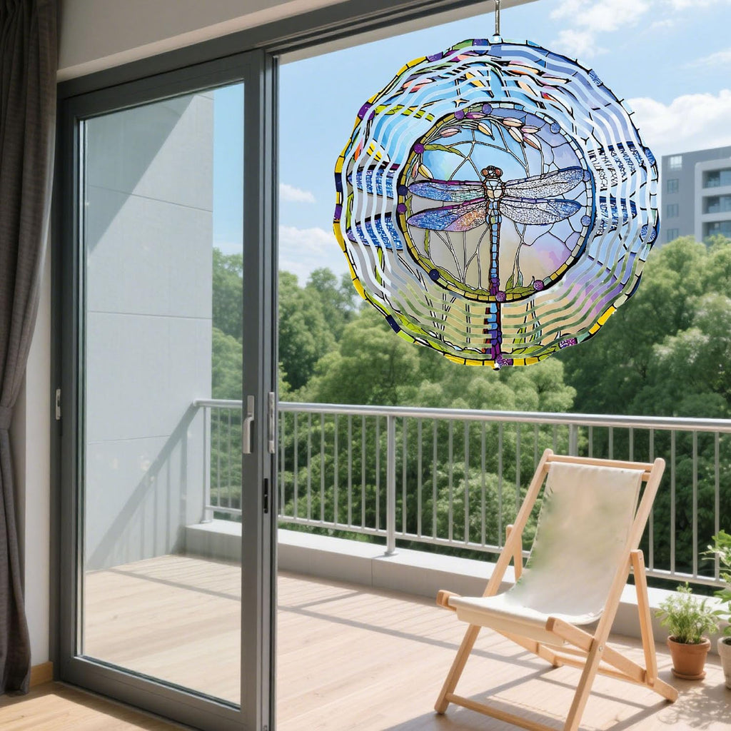 Dragonfly Metal Wind Spinners Outdoor, 3D Hanging Garden Decor for Women Mom Grandma, 25cm/ 9.84in 3D Wind Spinners for Garden Decor for Patio,Yard,Outdoor