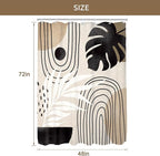 Glawry Boho Mid Century Shower Curtain Narrow Small Stall Abstract Modern Tropical Palm Leaf Minimalist Arch Bathroom Black Brown 48Wx72L Inches Bath Accessories Art Home Decor Fabric 7 Pack Hook