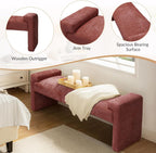 58.5" End of Bed Bedroom Bench, Elegant Fabric Upholstered Footstool for Dining Room & Entryway, Sturdy Legs with Floor Pads Footrest Ottoman, Rosewood