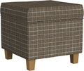 Homepop Home Decor Classic Square Storage Ottoman with Lift Off Lid | Ottoman with Storage for Living Room & Bedroom, Brown Window Pane Fabric
