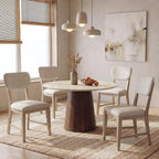 COLAMY Solid Wood Dining Chairs Set of 4, Mid Century Modern Upholstered Kitchen Chairs with 3.3" Thick Cushion & Anti-Slip Pads, Farmhouse Rubber Wood Dining Room Chairs, Oak Nature