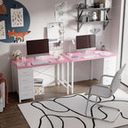 Pamray 32 Inch Computer Desk with 4 Drawers Small Office Desk for Home Bedroom Study Writing Modern Computer Table Pink
