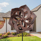 WONDER GARDEN Wind Spinner - Wind Spinners Outdoor, Outdoor Metal Windmills, 4.4 Ft Retro Brown Wind Sculptures Spinner Lawn Ornaments Wind Spinner for Yard, Lawn and Garden