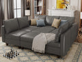 EASE MOOSE Faux Leather Sectional Modular Couch Sleeper Sectional Sofa | Faux Leather Modular Sectional sofa with Storage, Material Scratch Resistant ,Convertible sofa bed,Freely combinable