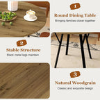 Round Dining Table 36" Wood Kitchen Table with Black Metal Legs, Modern Small Circular Kitchen Table for 2-4 People, Space Saving for Dining Room Apartment Kitchen
