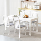 GOFLAME Wooden Dining Chairs Set of 4, Fabric Upholstered Kitchen Chairs with Rubber Wood Legs, Padded Seat & High Backrest, Armless Side Chairs for Dining Room, Living Room, Restaurant, White