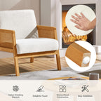 Yaheetech Rattan Accent Chairs Set of 2, Boho Vintage Armchairs, Ivory