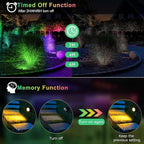 CLY 4-in-1 Solar Spot Lights Outdoor Color Changing, Solar Landscape Spotlights RGB Lighting IP66 Waterproof 45.93ft Cable Auto ON/Off Adjustable Garden Spotlight for Yard, Garden, Pool, Lawn, Statue