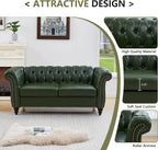 QHITTY Accent Sofa, Chesterfield Loveseat Modern Leather Couch Upholstered Sofa with Tufted Back for Living Room Furniture (Green)