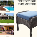 Belord Outdoor Ottomans for Patio Foot Rest - 25 Inch PE Wicker Foot Stool Set of 2 for Patio Furniture Sets,All Weather Rattan Ottoman for Balcony Deck Backyard Brown