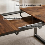 Extendable Dining Table for 4-8, 55"-71" Rectangular Kitchen Table, Modern Farmhouse Expandable Table with MDF Top, Space-Saving Wooden Table for Dining Room, Kitchen, Living Room, Office, Walnut