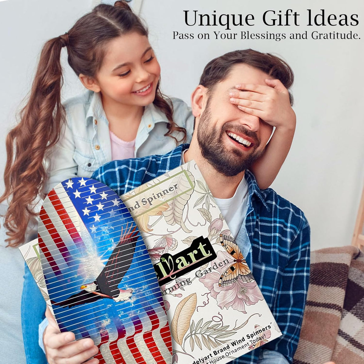 Wind Spinners Outdoor Creates a Soaring Eagle Effect, 3D American Flag Eagle Wind Spinner Hanging Independence Day/Memorial Day Decorations,Gifts for Men/Women,15in Garden Decor,Yard Art
