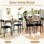 Giantex 3-Piece Dining Table Set, Square Kitchen Table with 2 Upholstered Armless Chairs, Padded Backrest, Metal Frame, Space-Saving Dinette Set for Small Spaces, Living Room, Dining Room