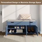 ChooChoo 41.3" Shoe Storage Bench with Lift Top Storage, Entryway Bench with Cushioned Seat, Adjustable Shelf, Shoe Cabinet with Hidden Space, for Entryway, Bedroom, Living Room, Blue