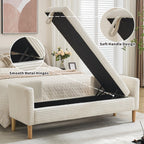 Chifee & Vingol 65.35" W Ottoman with Storage Bench for Bedroom End of Bed with Removable Pillows Upholstered Storage Ottoman Bench for Bedroom Living Room Hallway,Ivory