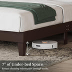 Yaheetech Queen Size Platform Wood Bed Frame, Farmhouse Headboard, Espresso