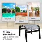 Outdoor Foot Stools Gift for Patio Ottoman Footrest Aluminum Portable Seat Wicker Furniture Stackable Dining Ottoman 2 Pack Blue