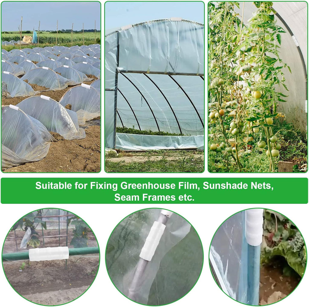 50 PCS 1 inch Greenhouse Clamps Clips White ABS Snap Clamp Tube Clip Garden Buildings Tube Clip for Greenhouse Film, Sunshade Nets, Frame Shelters (Inner dia: 1 in & Outer dia: 1.26 in)