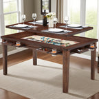 63"x39" Board Game Table with Removable Top Solid Wood Dining/Gaming Table | Gaming Table for 4-6 Players with Play Mat, 6 Detachable Cup Holders & 6 Hobby Trays (Black Walnut)
