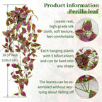 Artificial Hanging Potted Plants, Small Fake Purple Potted Plant Faux Ivy Vine Plant for Shelf Home Office Indoor Outdoor Garden Greenery Decor (Black Pot)