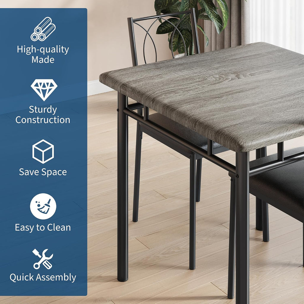 Garvee Dining Table Set for 2, Small Kitchen Table with Upholstered Chairs | Farmhouse Wood Dining Table Chairs for Kitchen Room, Small Spaces, Apartment