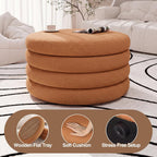 FiveWillowise 30 Inch Round Ottoman with Storage,Large Sherpa Coffee Table | Modern Ottomans with Removable Lid Tray,Multi-Functional,Cozy Foot Rest for Couch,Living Room,Bedroom,Makeup Room,Brown