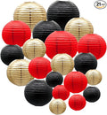 ADLKGG Paper Lanterns Decorations, Red Black Gold Hanging Round Paper Lanterns for Graduation, BBQ Party Supplies, Mickey Mouse Themed Birthday, Pirate Theme Casino Poker Party Decor Set of 21