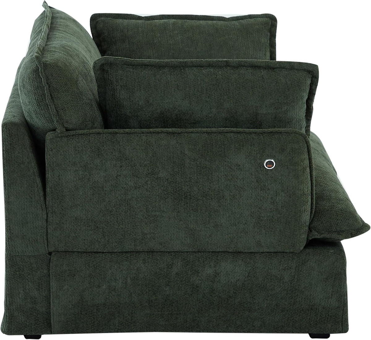ERYE 47" Chenille Upholstered Accent Chair Wide Seat Armchair for Living Room Bedroom, Modern Upholstered Armchair W/ 2 Pillows and USB-C Ports for Home Apartment Office