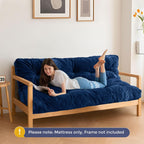 MAXYOYO 6" Futon Mattress Full Size, Tufted Futon Bed (Frame Not Included) | Thick Futons Sofa Couch, Versatile Floor Mattress for Adults, Shredded Foam Filling, Navy