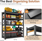 88" H Garage Shelving 5 Tier Storage Shelves Heavy Duty 3800LBS Adjustable Shelf Unit Metal Garage Shelving for Warehouse Industrial Basement, 88" H x 47" W x 24" D, Black