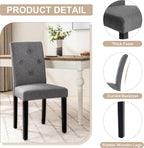 VECELO Upholstered Dining Chairs Set of 6, Modern Fabric and Solid Wood Legs &High Back for Kitchen/Living Room- Dark Gray