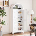 Winiowa Metal Arched Kitchen Pantry Cabinet, 73" Tall Arched Storage Cabinet with 2 Doors & 4 Shelves, Modern Farmhouse Kitchen Storage Cabinets, White
