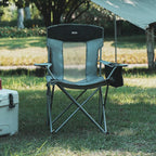 Camping Chairs Portable Folding Lightweight Outdoor Lawn Chair for Adults with Cooler Bag, Cup Holder and Side Pocket for Camping, Beach, Sports, Hiking, Fishing, Gray Black