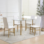 Dining Chairs Set of 4 Kitchen Chairs Armless Side Chair for Livign Room Dinner Chairs Set of 4 with Metal Frame and Legs (White/Gold Pro)