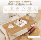Giantex Bamboo TV Tray Table Set of 2, Z Shaped Sofa Side Table for Eating Snacks Coffee Laptop, Modern TV Dinner for Small Spaces Living Room Bedroom, Natural