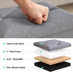 Storage Ottoman Footrest Stool Small Ottoman with Storage,35 Inches Foldable Ottomans Foot Rest Footstool Bench Ottoman with Storage Bench for Living Room Bedroom Dark Grey（15Wx15Dx15H