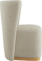 CHITA Upholstered Rolling Dining Chair with Casters Set of 4, Oatmeal | FSC Certified Modern Fabric Dining Chair with Casters, Boucle Dining Chairs for Reading Room Kitchen Dining Room