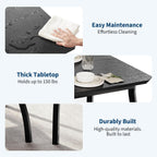 IDEALHOUSE Dining Table Set for 4 Modern Kitchen Table and Chairs Set with Chamfered Edges Cushioned Seats Space-Saving Metal Frame Compact Breakfast Nook (Soft Seat Black Tube + Black)