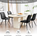 Dining Chairs Set of 4, Modern Dining Chairs with Thick Cushions, PU Leather Upholstered Kitchen Dining Room Chairs with Metal Legs for Dining Living Room (Black)