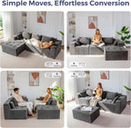 MAXYOYO Modular Sectional Sofa Couch, L Shaped Cloud Couch with Flexible Ottoman, Chenille Upholstered Living Room Sofa Chair for Living Room, No Assembly Required, Light Grey