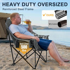 Oversized Camping Chair for Adults, 500 LBS Heavy Duty Folding Chair, Plaid | Big & Tall Adults, Padded Camping Chair, 600D Oxford Fabric, Cup Holder, Side Pocket, Lawn Chair, Beach, Fishing