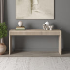 Henn&Hart 64" Rectangular Fluted Console Table, Ribbed Entryway Table, Sofa Table for Entryway, Living Room, Couch, Hallway, or Office, Beech White