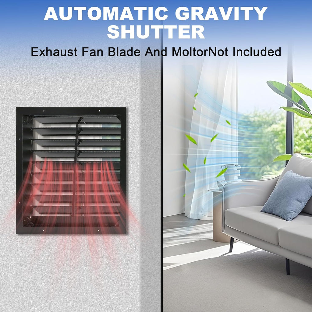 18 Inch Automatic Gravity Shutter Louver Vent, Aluminum Exhaust Shutters Louver for Windows Outside, Home Attics, Greenhouse Vent