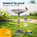 VIVOHOME Bird Bath for Outside, Polyresin Pedestal Birdbath, Gray