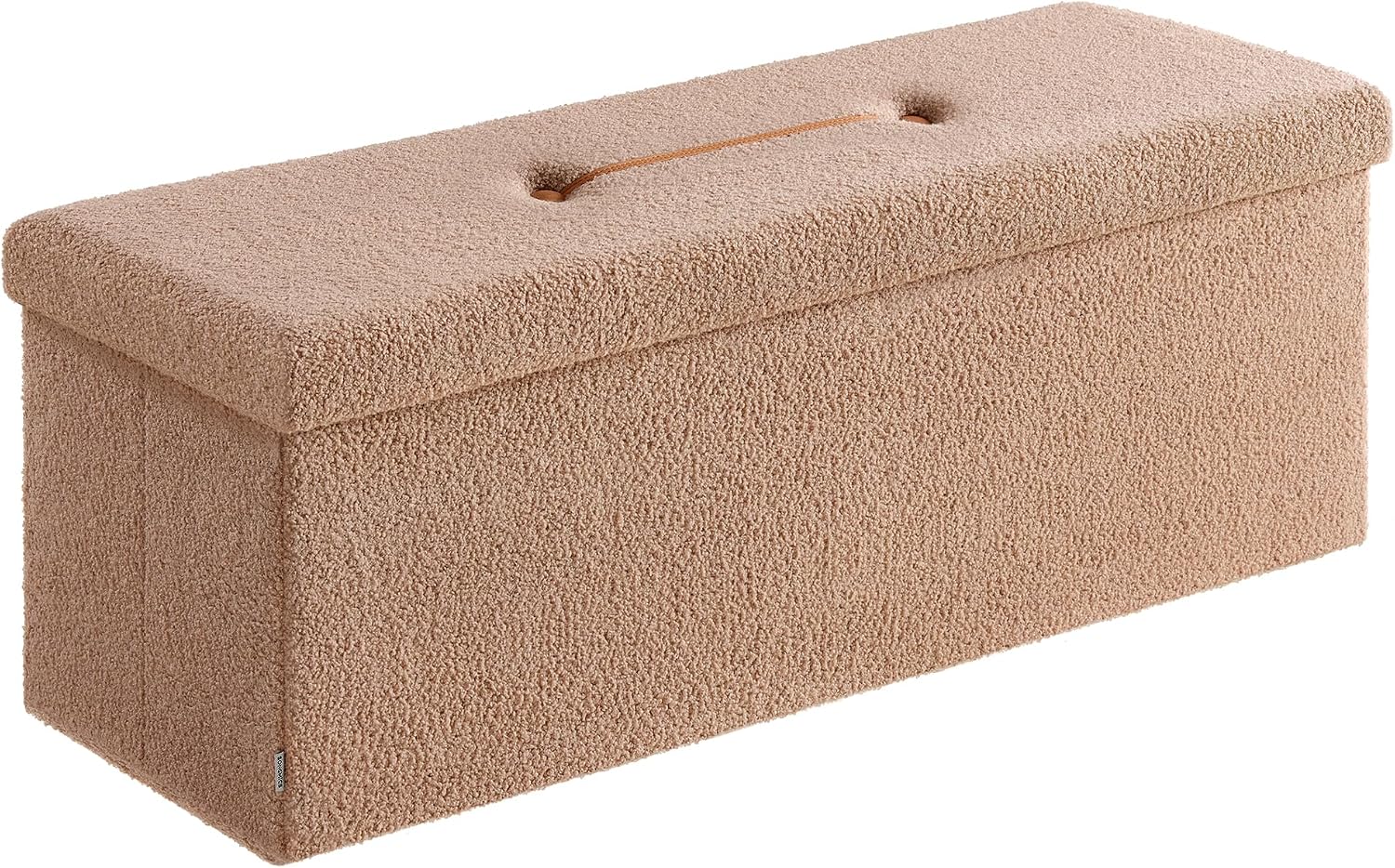 SONGMICS Large Folding Storage Ottoman Bench, 15 x 43 x 15 Inches | Foot Rest Stool, Load up to 660 lb, Tan and Ink Camel Brown, MINOTA Collection ULSF097K01