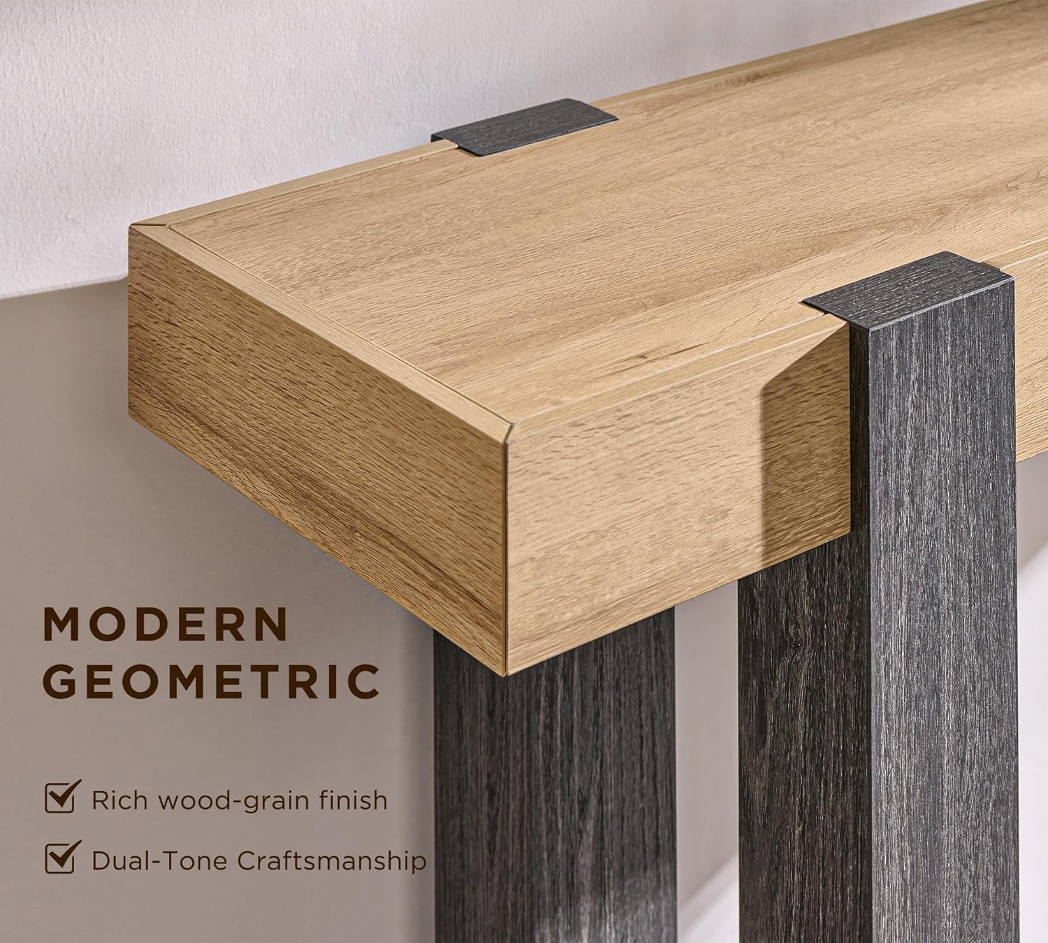 OKD Modern Farmhouse Entryway Table with 2 Drawers, 63" Wooden Console Table with Storage for Hallway, Behind Sofa, Living Room, Natural Oak with Dark Alder