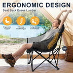 Oversized Camping Chairs for Adult - Heavy Duty Padded Portable Folding Chair XL Collapsible Camp Chair with Cup Holder Side Pocket for Outdoor Lawn Beach Sport Fishing Support 500LBS, Grey