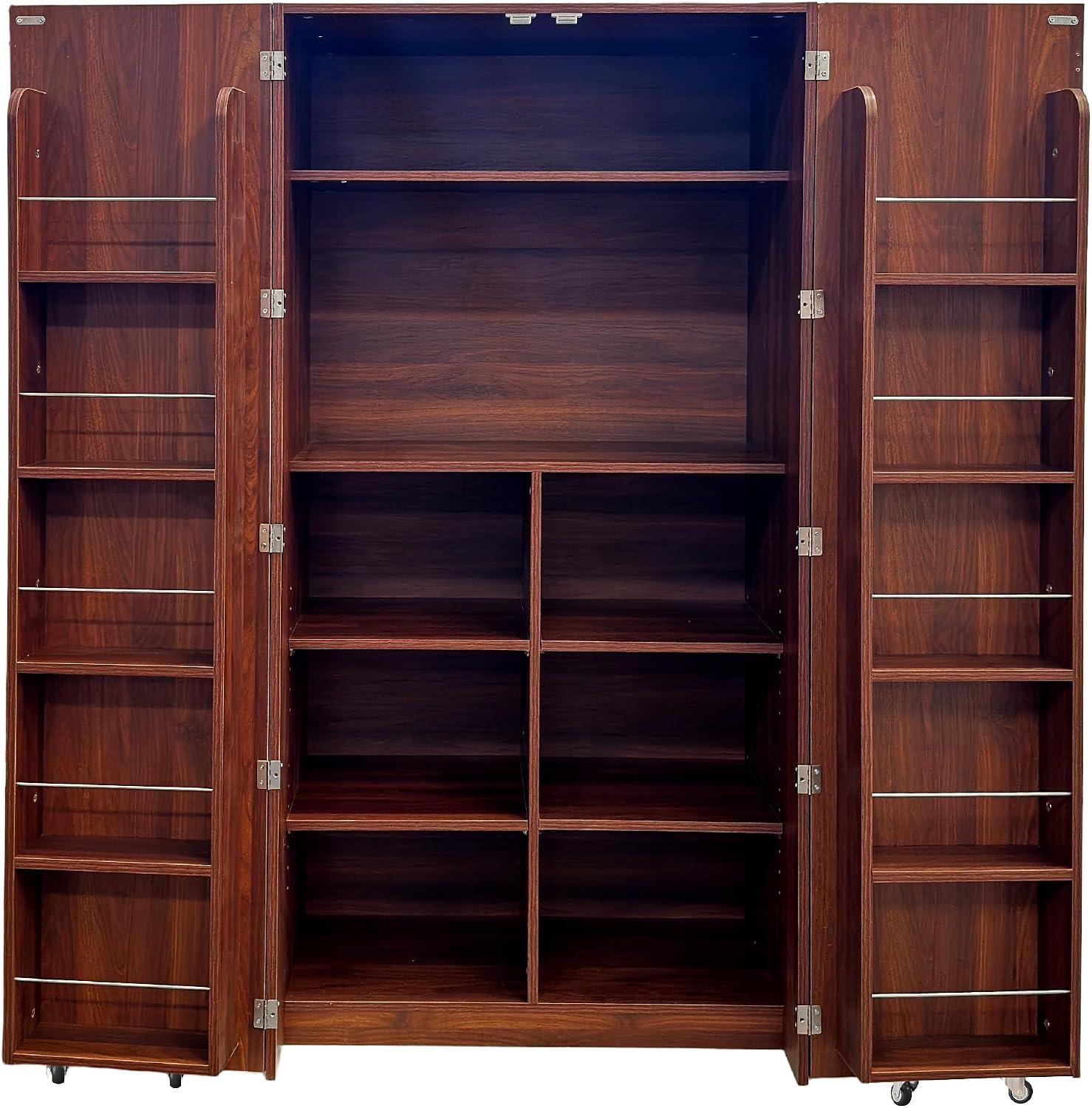 Farmhouse Kitchen Pantry Cabinet, 63" Tall Storage Cabinet with 2 Doors & Multi-Tier Shelves, Rustic Wood Cupboard for Kitchen, Dining Room, Walnut